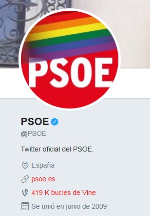 El partido político PSOE celebra el Pride 2017 añadiendo un arcoíris a su foto de perfil en Twitter | Maria en la red