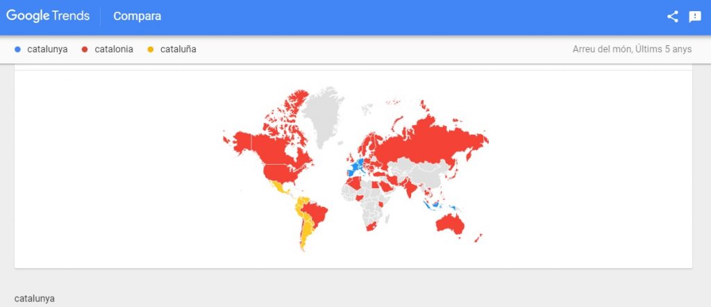 Google Trends catalunya distribució mundial