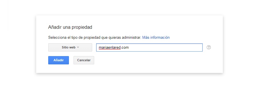 Como configurar Google Search Console - Añadir propiedad - Maria en la red