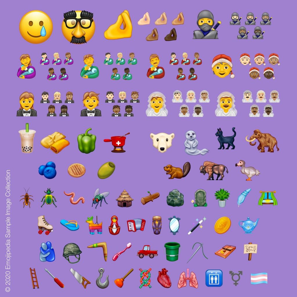 Recopilatorio de los nuevos emoji que Unicode lanza en su versión 13.0, entre los que hay biberones, aceitunas, ninjas ¡y una tetera! ¡Mi favorito!